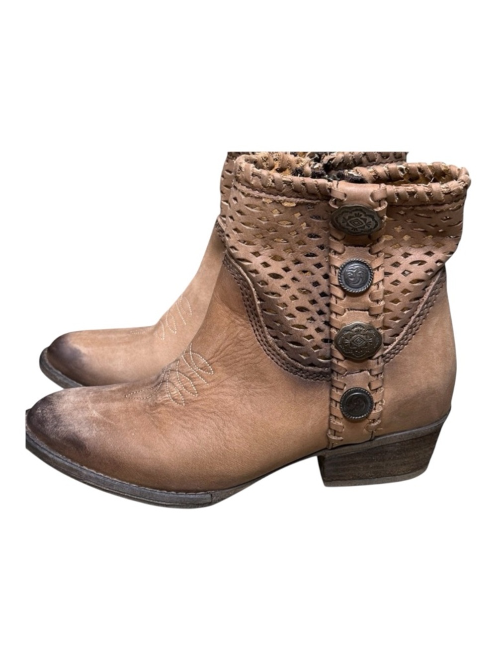 Circle G By Corral Women's Cut Out & Studs Western Cowgirl Ankle Boot Rose 8.5